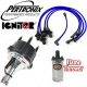 Pertronix Ignitor Billet Distributor Kit Chrome Flame Thrower Coil Blue Plug Wires Black Cap