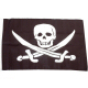 SMF Small 12 Inch X 20 Inch Replacement Flag For Whip Antenna Black With White Skull Flag